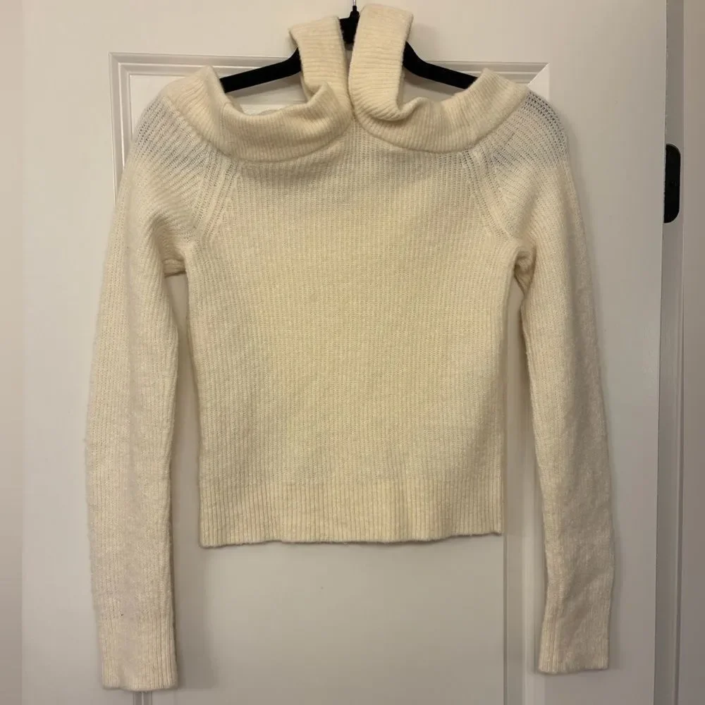 ANTHROPOLOGIE MOTH Cross Front Pullover Sweater Ivory Cream Women’s Size XS